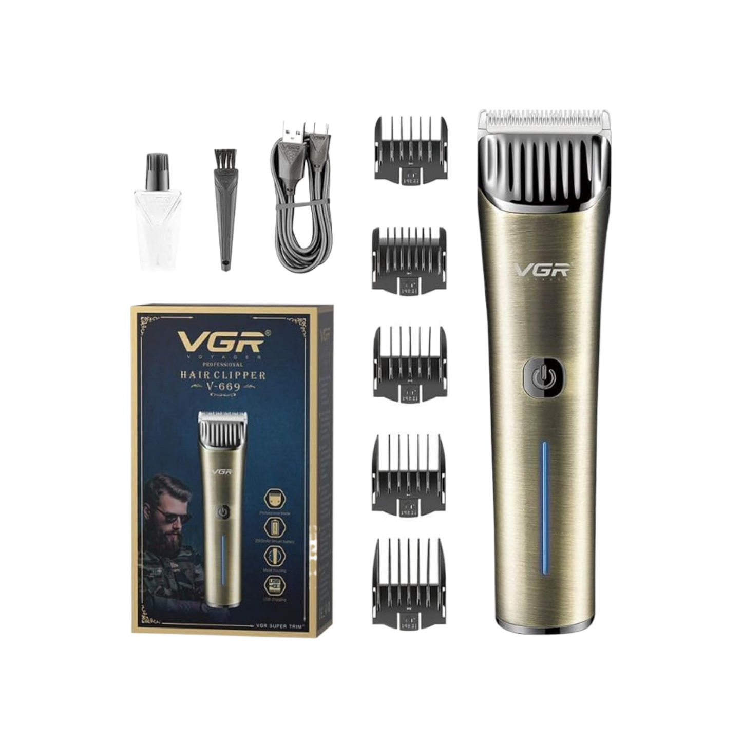 VGR V-986 Professional Digital Display Cordless Hair Clipper & Beard Trimmer – Gold