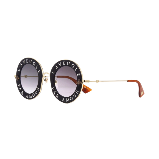 Gucci Round Frame Acetate Sunglasses – Black Gold