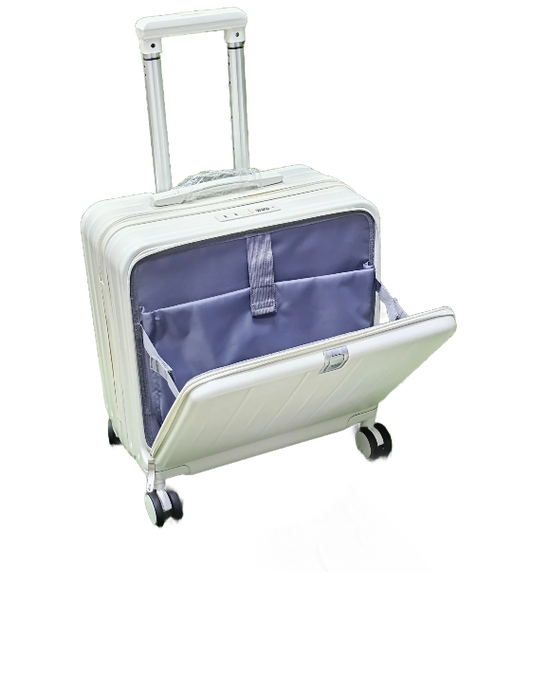 Honor Suitcase has a front opening spinner wheels and a combination lock.